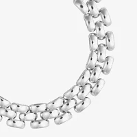 Athra Sterling Silver 7.5 Inch Hollow Panther Chain Bracelet