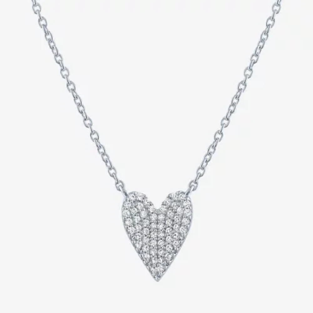 Diamond Addiction (G-H / Si2-I1) Womens 1/6 CT. T.W. Lab Grown White Diamond Sterling Silver Heart Pendant Necklace