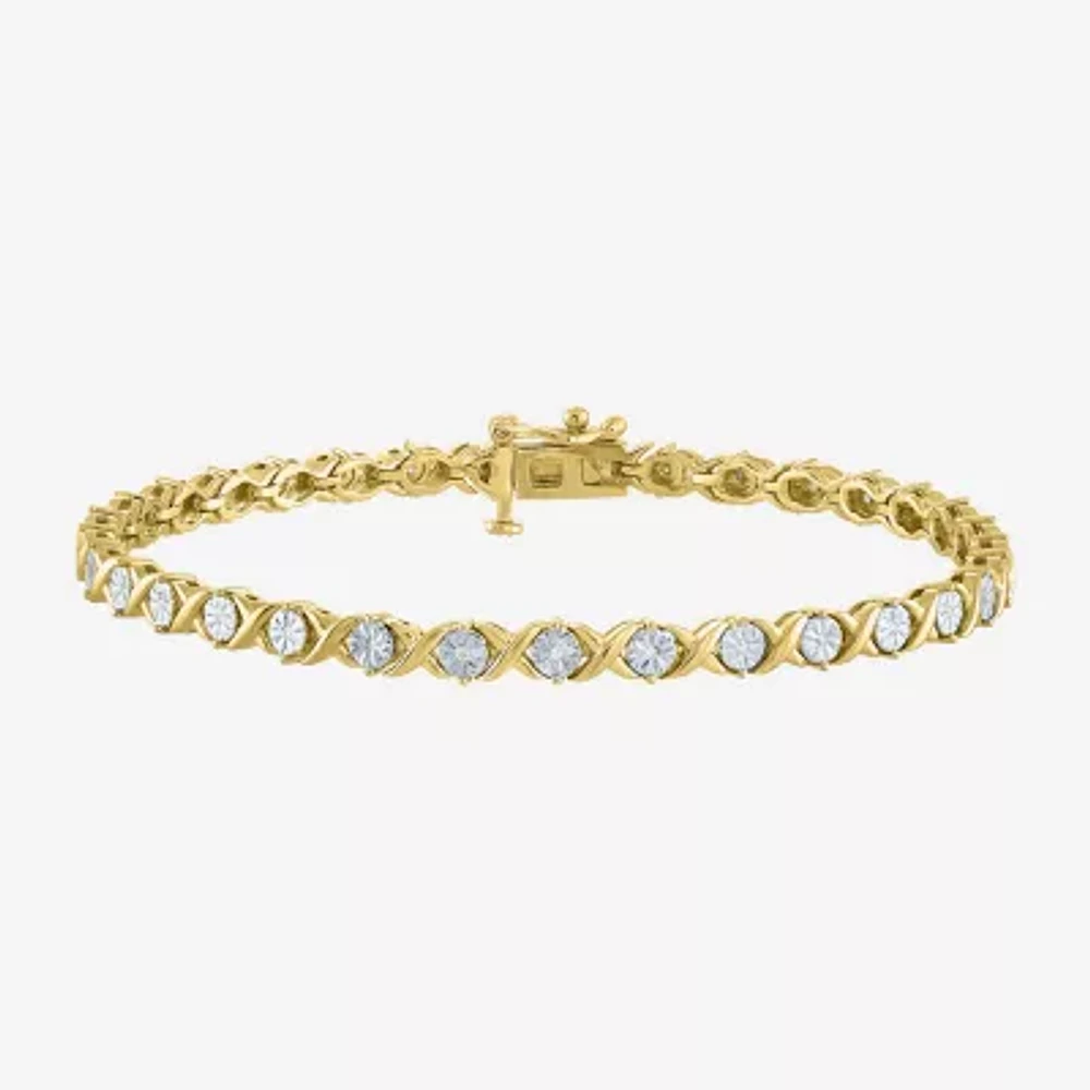 I1-I2/ H) 1/ CT. T.W. Lab Grown White Diamond 14K Gold Over Silver 7.25 Inch Tennis Bracelet