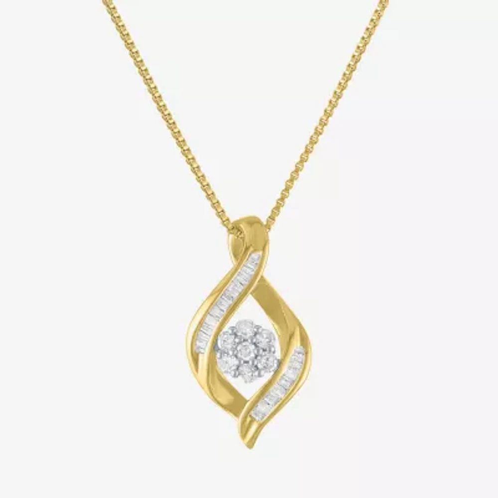 Diamond Blossom Womens 1/5 CT. Natural White Diamond 14K Gold Over Silver Flower Pendant Necklace