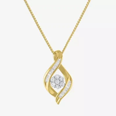 Diamond Blossom Womens 1/5 CT. Natural White Diamond 14K Gold Over Silver Flower Pendant Necklace