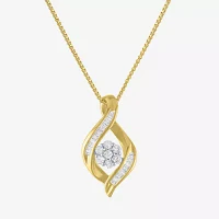 Diamond Blossom Womens 1/5 CT. Natural White Diamond 14K Gold Over Silver Flower Pendant Necklace