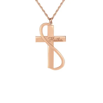 Personalized Womens Sterling Silver Cross Name Pendant Necklace