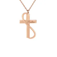 Personalized Womens Sterling Silver Cross Name Pendant Necklace