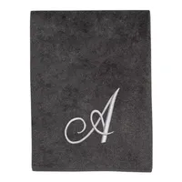 Avanti Premier Script Monogram Granite/Silver Bath Towel Collection