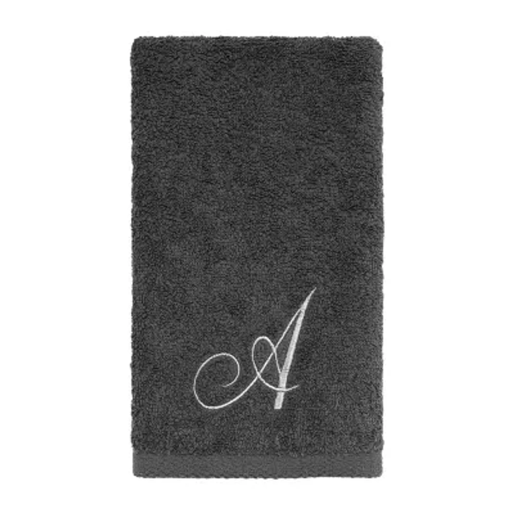 Avanti Premier Script Monogram Granite/Silver Bath Towel Collection