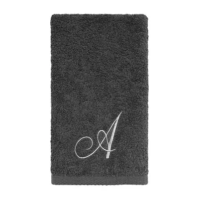 Avanti Premier Script Monogram Granite/Silver Bath Towel Collection