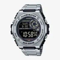 Casio Mens Silver Tone Stainless Steel Bracelet Watch Mwd100hd-1bv