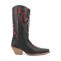 Dingo Womens Queen A Hearts Stacked Heel Cowboy Boots