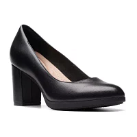 Clarks Womens Bayla Skip Block Heel Pumps