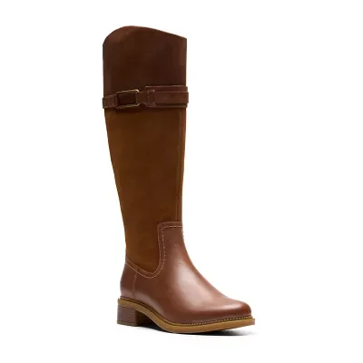 Clarks Womens Maye Carly Stacked Heel Riding Boots