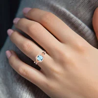 Le Vian® Grand Sample Sale™ Ring featuring 1 1/5 CT. Sea Blue Aquamarine® 1/15 Nude Diamonds™  1/20 Chocolate Diamonds® set 14K Strawberry Gold®