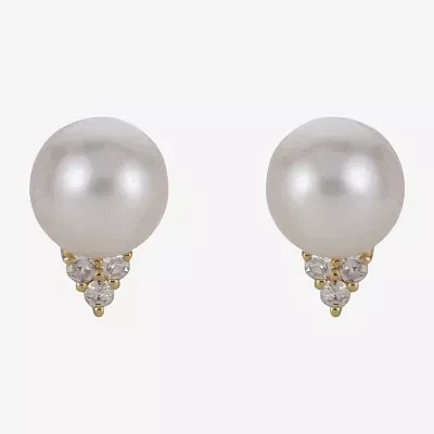 1/10 CT. T.W. Round White Pearl 14K Gold Stud Earrings