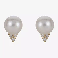 1/10 CT. T.W. Round White Pearl 14K Gold Stud Earrings