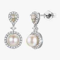 Dyed Cultured Freshwater Pearl Sterling Silver Drop Earrings