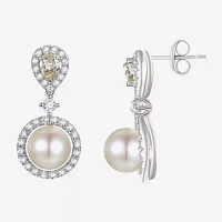 Dyed Cultured Freshwater Pearl Sterling Silver Drop Earrings