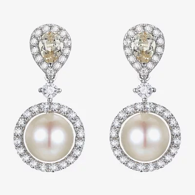 Dyed White Cultured Freshwater Pearl Sterling Silver Drop Earrings