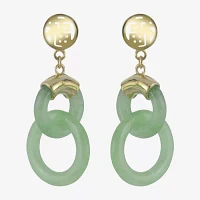 14K Yellow Gold Jade Double Circle Earrings