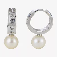 White Cultured Freshwater Pearl Sterling Silver 12mm Hoop Earrings