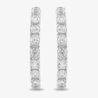 Lab Created White Sapphire Sterling Silver 6.3mm Hoop Earrings