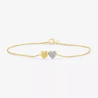 10K Gold Inch Rope Heart Chain Bracelet