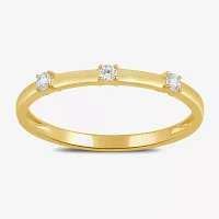 Womens Diamond Accent Lab Grown White 10K Gold Delicate Cocktail Ring