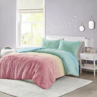 Mi Zone Talia Ultra Cozy & Soft Ombre Shaggy Faux Fur Comforter Set With Sham