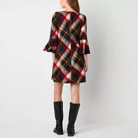 Jessica Howard Womens 3/4 Sleeve Plaid Shift Dress Petite