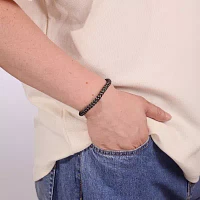 Mens Black IP Stainless Steel Braided Chain Bracelet