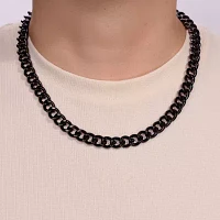 Mens Stainless Steel & Black IP 22" 12mm Curb Chain