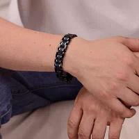 Mens Two-Tone Stainless Steel Textured Bracelet