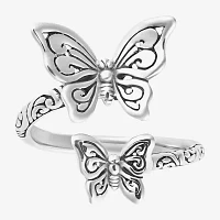 Bali Inspired Womens Sterling Silver Butterfly Bypass  Cocktail Ring