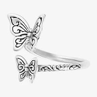 Bali Inspired Womens Sterling Silver Butterfly Bypass  Cocktail Ring