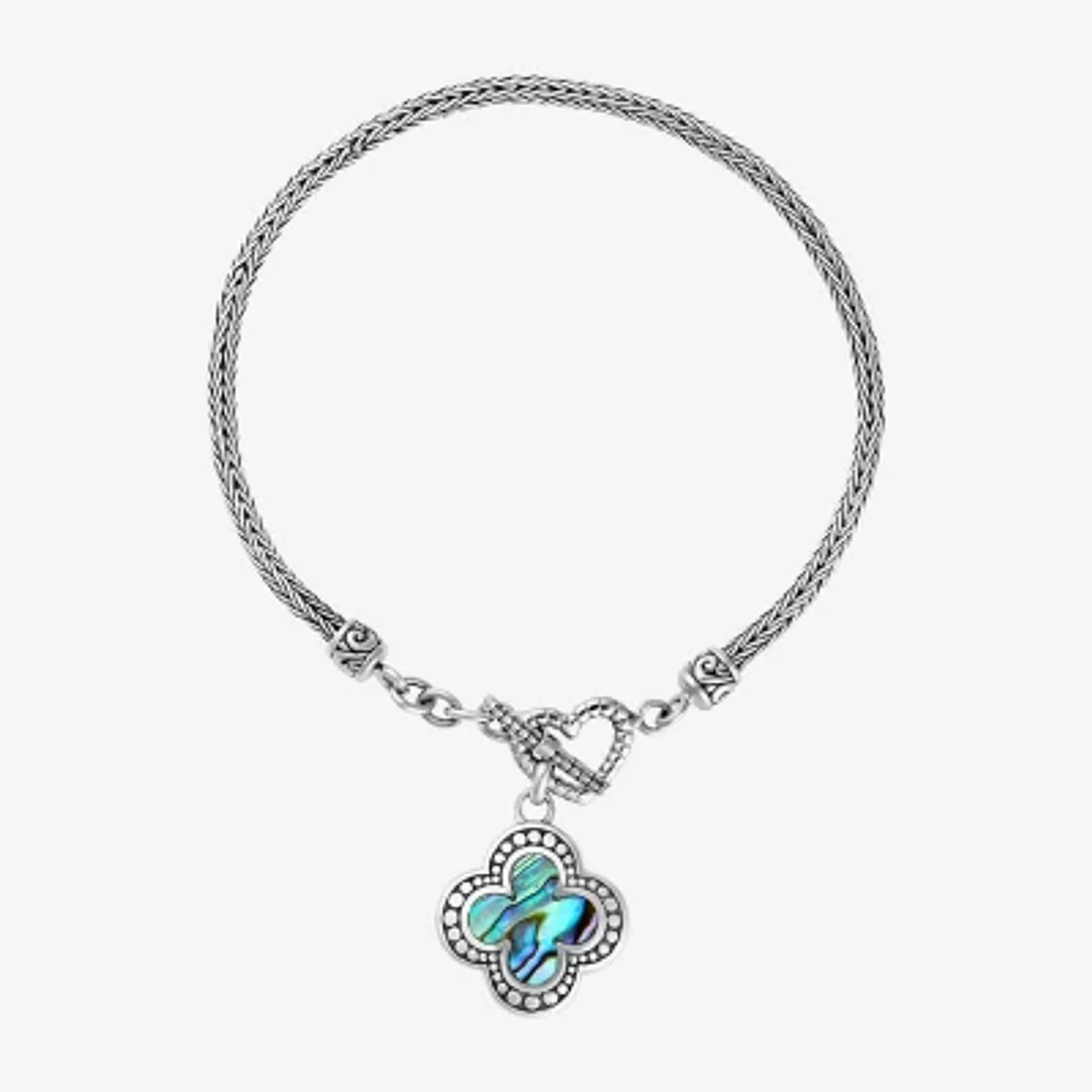 Bali Inspired Multi Color Abalone Sterling Silver Charm Bracelet