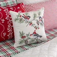 Martha Stewart Cozy Winter Birds Square Throw Pillow