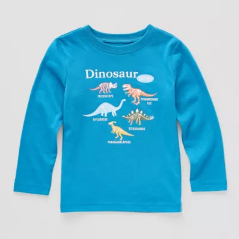 Okie Dokie Toddler & Little Boys Crew Neck Long Sleeve Graphic T-Shirt