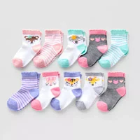 Piper & Jax Baby Girls 10 Pair Crew Socks