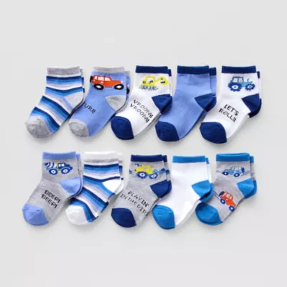 Piper & Jax Baby Boys 10 Pair Crew Socks