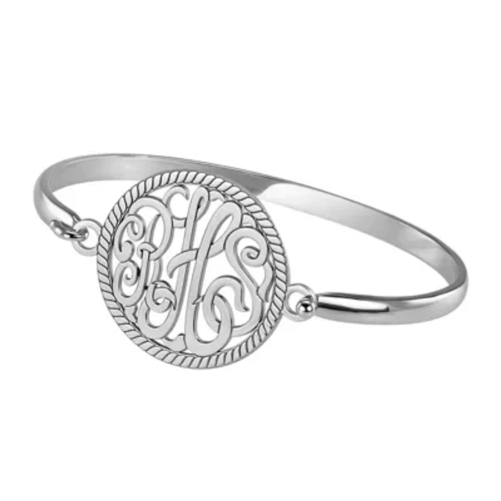 Personalized Sterling Silver 28mm Monogram Bangle