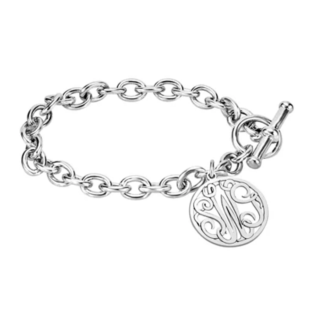 Personalized Sterling Silver 20mm Monogram Charm Bracelet