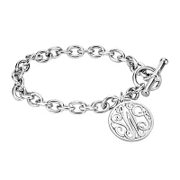 Personalized Sterling Silver 20mm Monogram Charm Bracelet