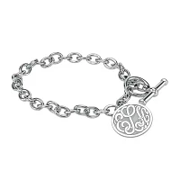 Personalized Sterling Silver 20mm Monogram Charm Bracelet