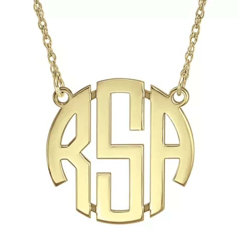 Personalized 14K Gold Over Sterling Silver 25mm Block Monogram Necklace