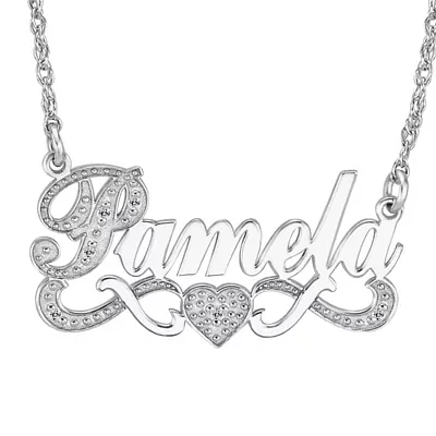 Personalized Diamond-Accent 14K Gold Over Sterling Silver Name Necklace