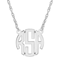 Personalized Sterling Silver 15mm Block Monogram Necklace