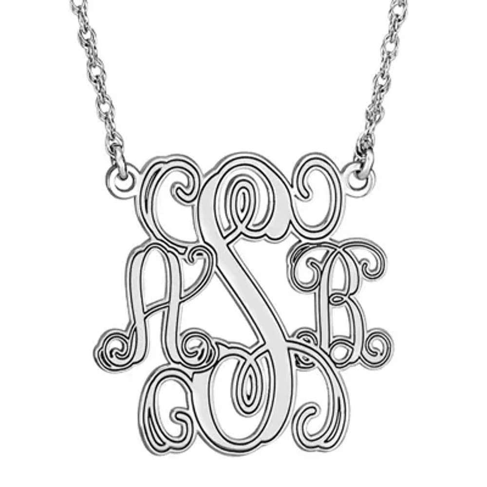 Personalized Sterling Silver 40mm Monogram Necklace