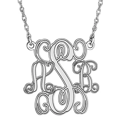 Personalized Sterling Silver 40mm Monogram Necklace