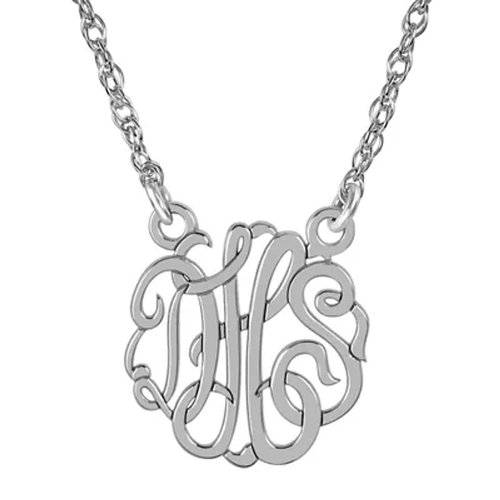 Personalized Sterling Silver 15mm Monogram Necklace