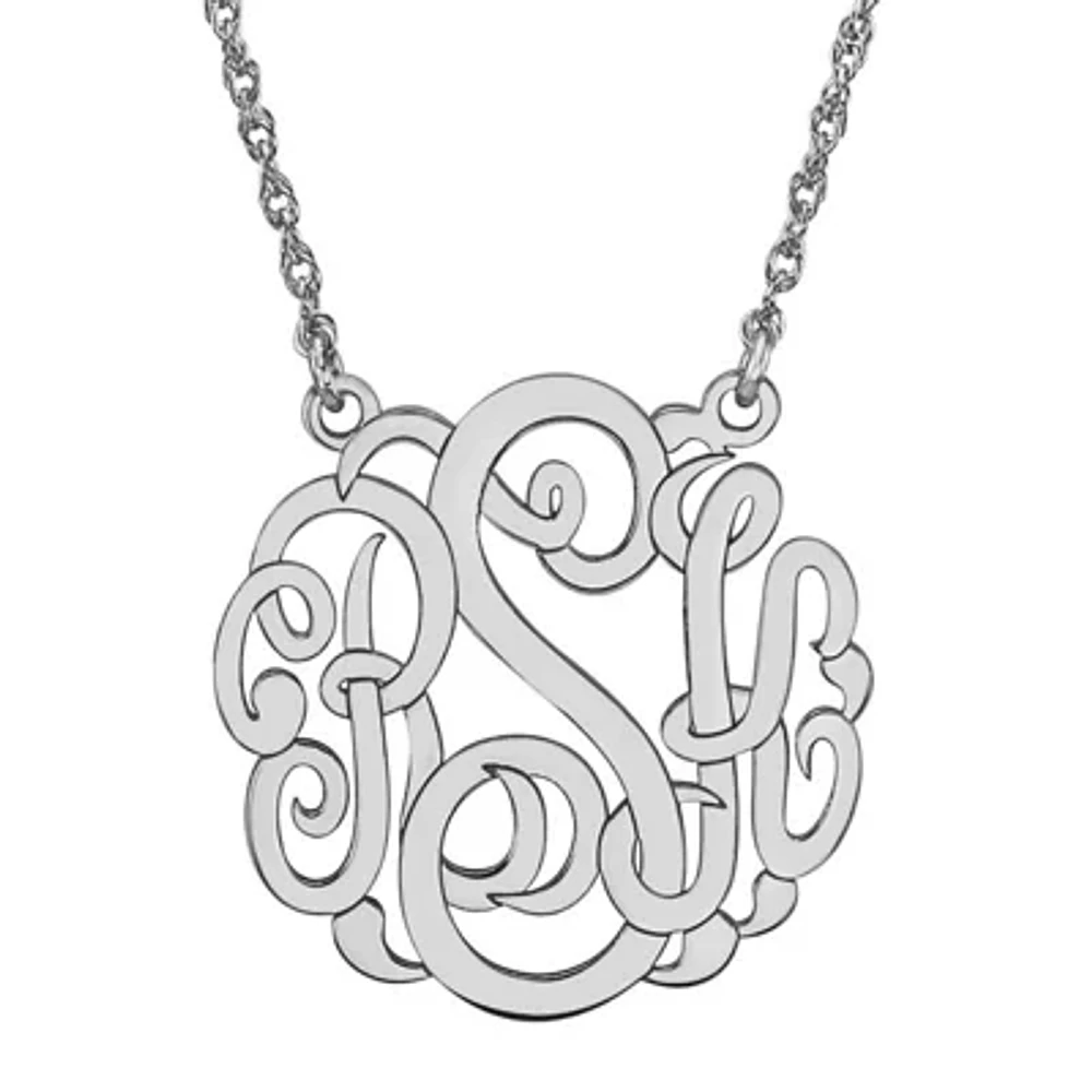 Personalized Sterling Silver 25mm Monogram Necklace