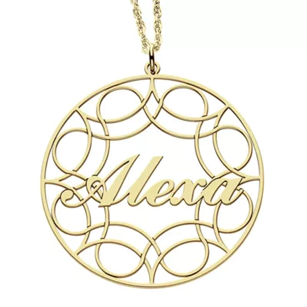 Personalized 14K Gold Over Silver Name Pendant with Design Necklace